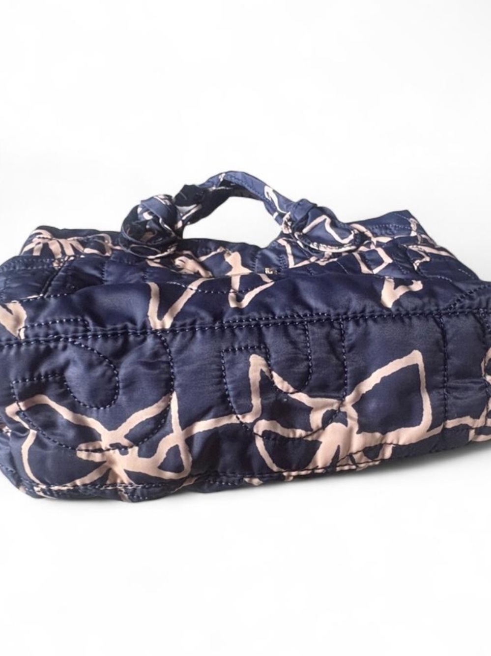 Y2K Marc by Marc Jacobs Navy & Pink Bow Quilted Workwear Tote Bag - Picture 6 of 6